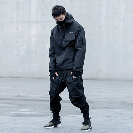 Tilted Zippered Hooded Jumper Man