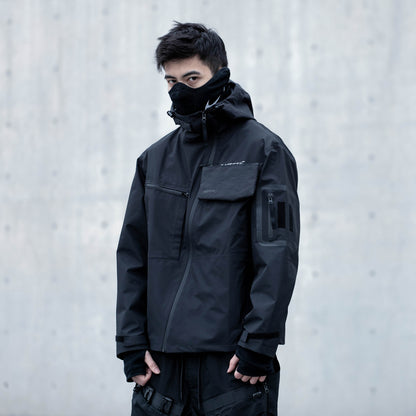 Tilted Zippered Hooded Jumper Man